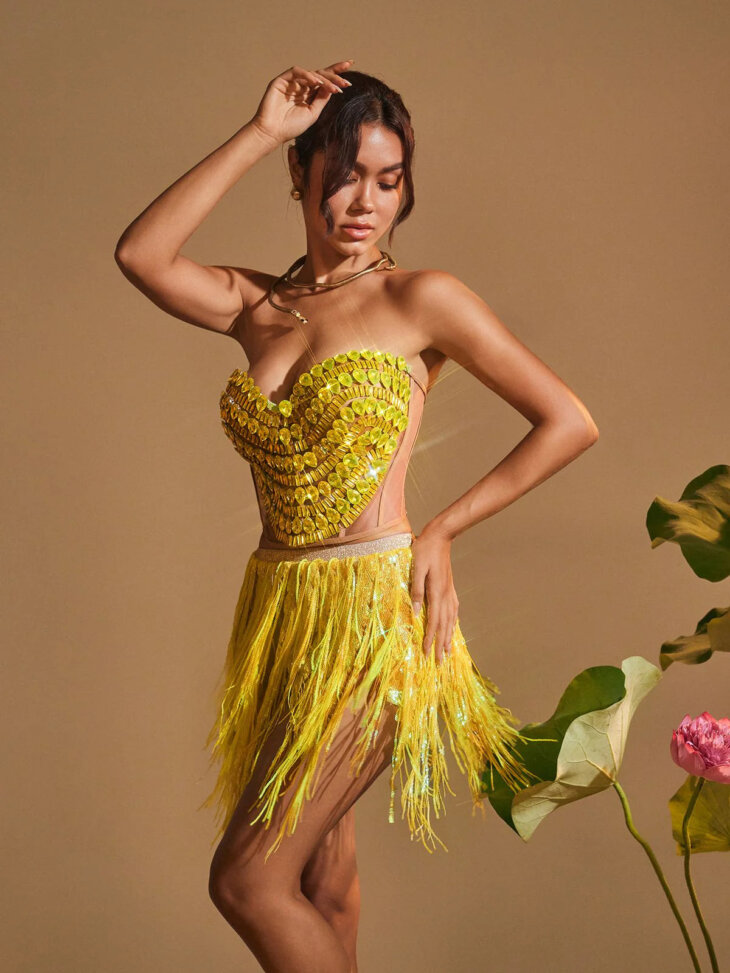 Ensemble jupe corset pailletée et strass Yvaine – Image 5