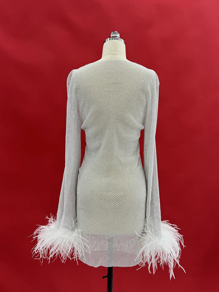 Xanthe - Mini-robe en maille strassée - Blanc – Image 9
