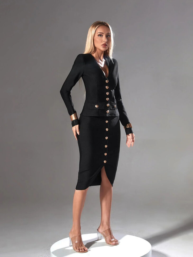 Ensemble de bandage à simple boutonnage et manches longues Sailor – Image 5