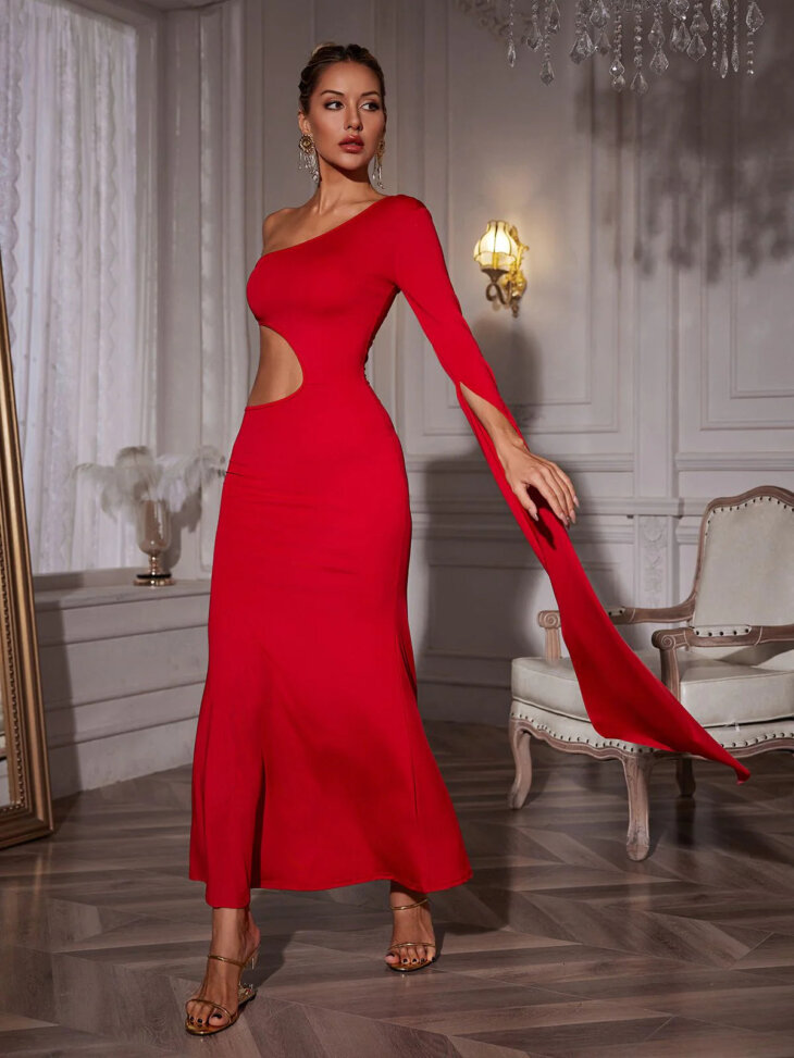 Naoko - Robe longue découpée à une épaule – Image 8