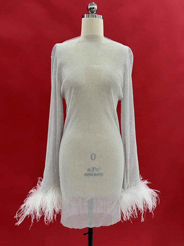 Xanthe - Mini-robe en maille strassée - Blanc – Image 8
