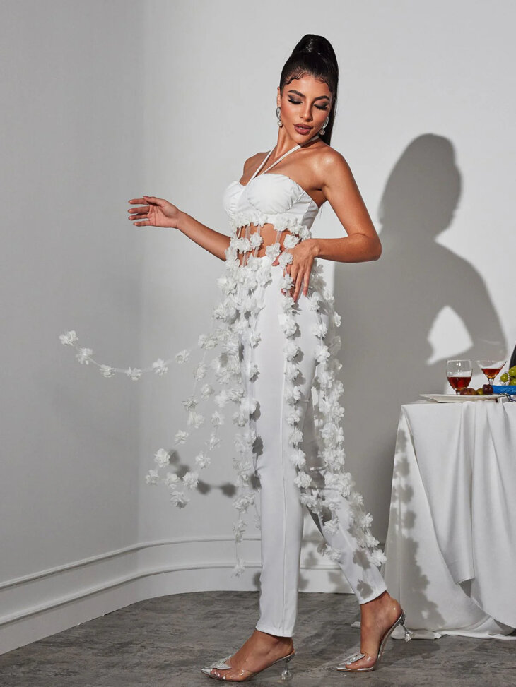 Ensemble pantalon à fleurs Kevon dos nu – Image 5