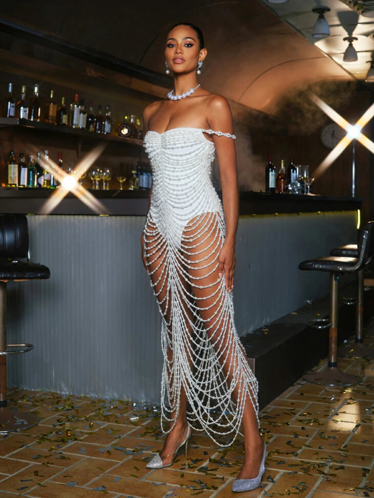 Robe longue à franges Nicola Pearl – Image 5