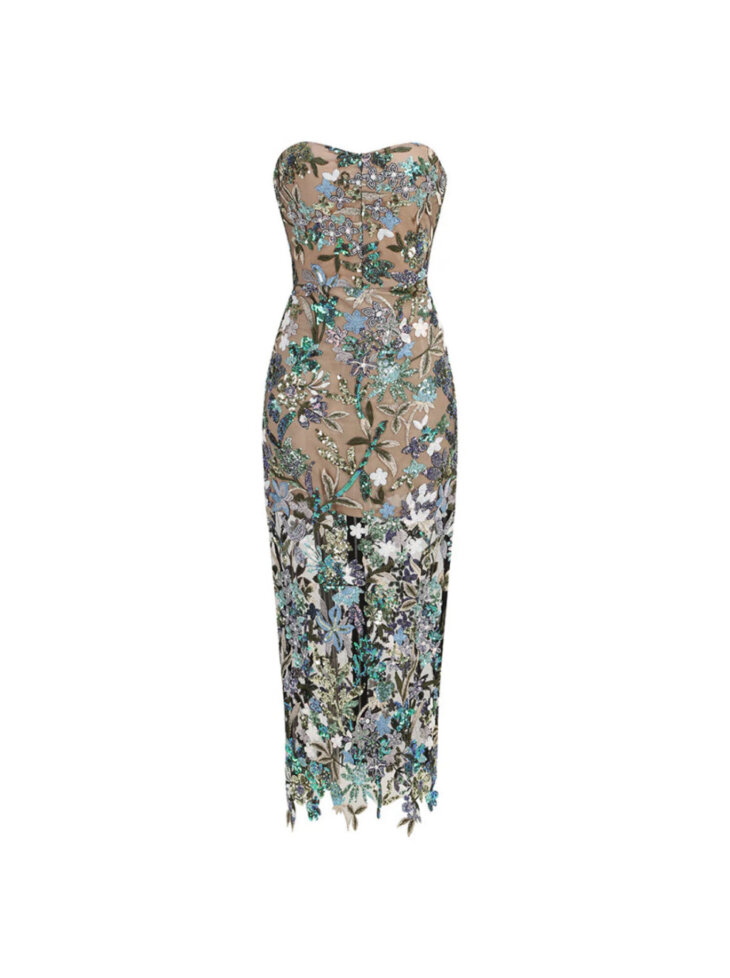 Robe midi à sequins brodés de fleurs Debra – Image 6