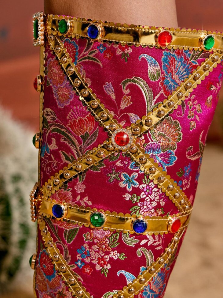 Bottes en strass à imprimé floral Tesni – Image 3