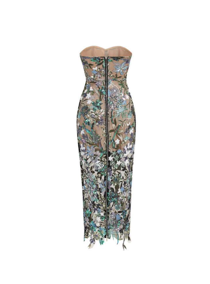 Robe midi à sequins brodés de fleurs Debra – Image 7