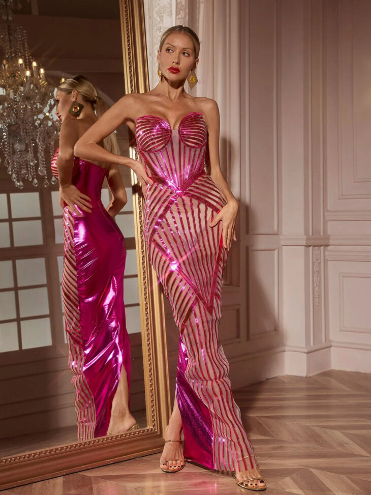 Robe longue sans bretelles à découpes Joye – Image 5