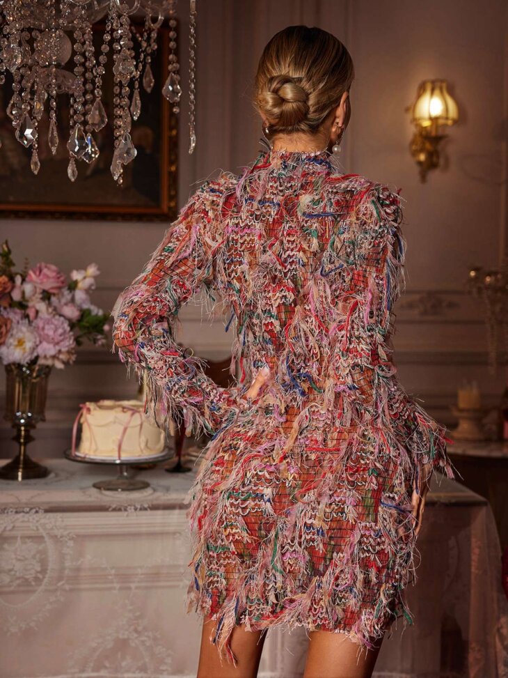 Archki - Mini-robe à franges et manches longues – Image 2