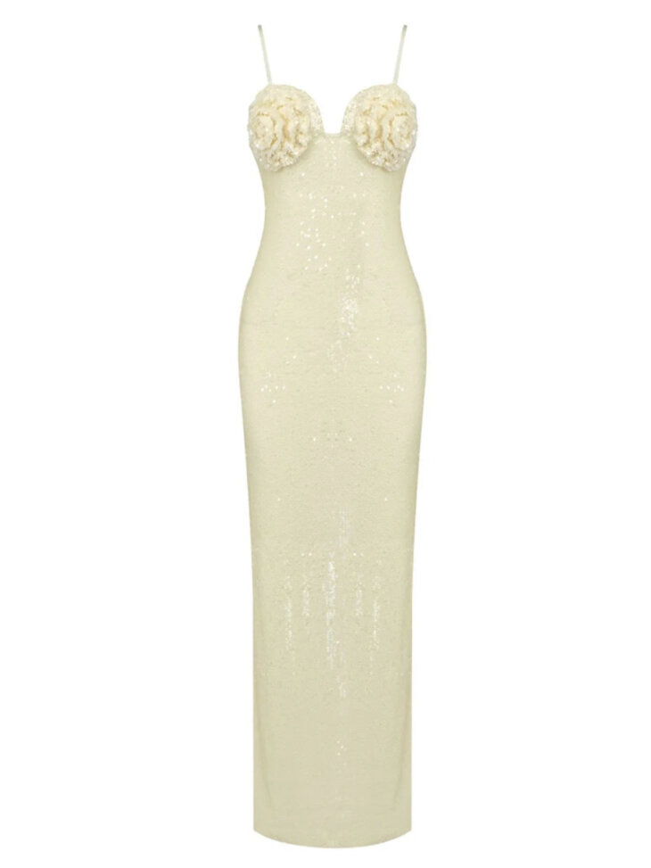 Robe Lorelei beige à sequins – Image 6