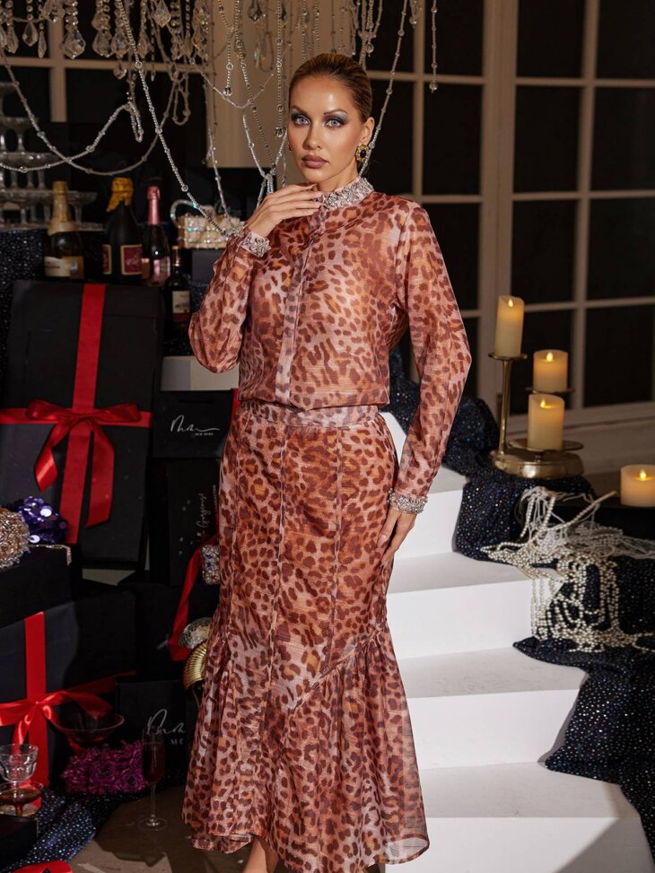 Ensemble jupe léopard strass Mollee – Image 4