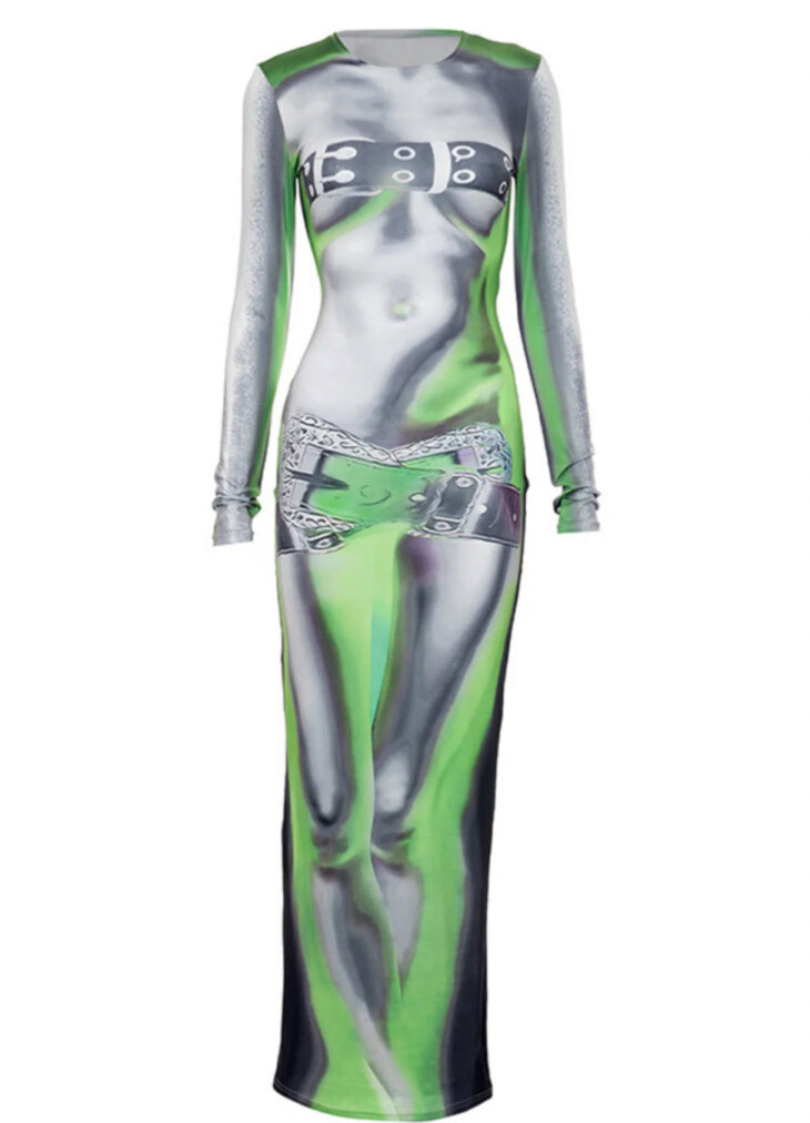 Robe longue imprimée Khalil à manches longues – Image 4