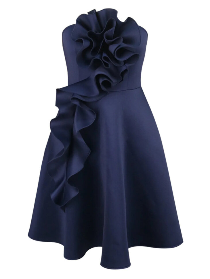 Robe midi froncée fleurie sans bretelles Polly – Image 7