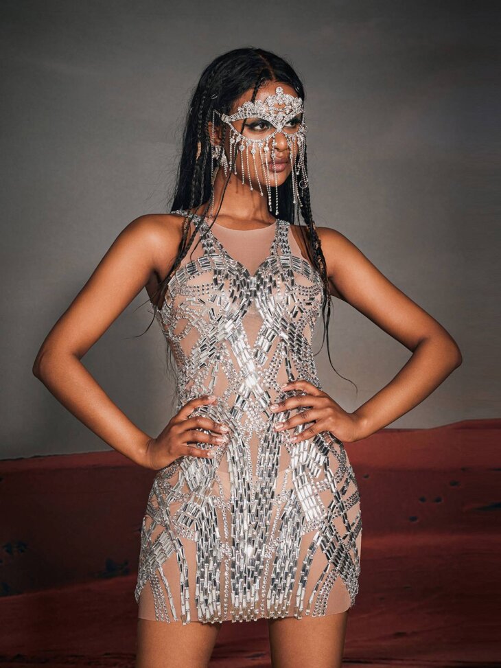 Mini-robe en maille strass Zaiden – Image 2