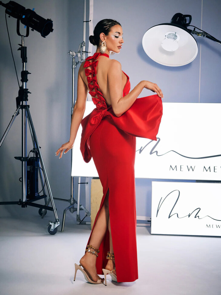 Robe fendue bandage à nœud Milada – Image 4