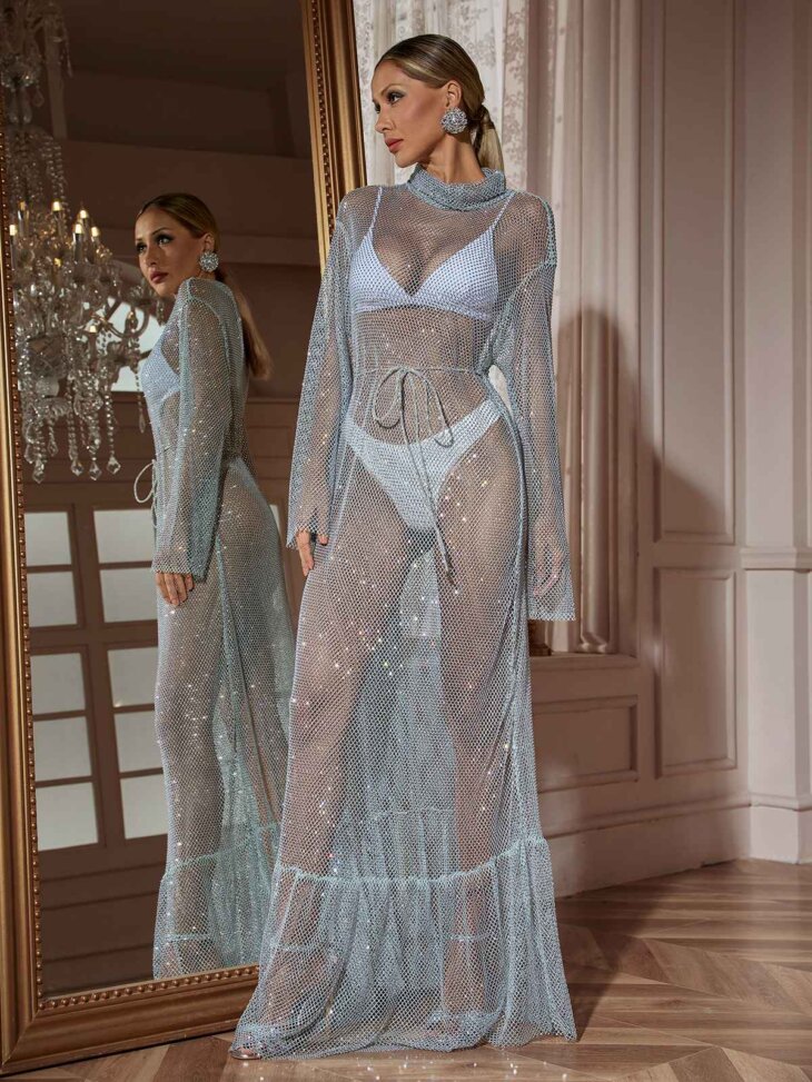 Robe longue en cristal à manches longues Raelyne – Image 5