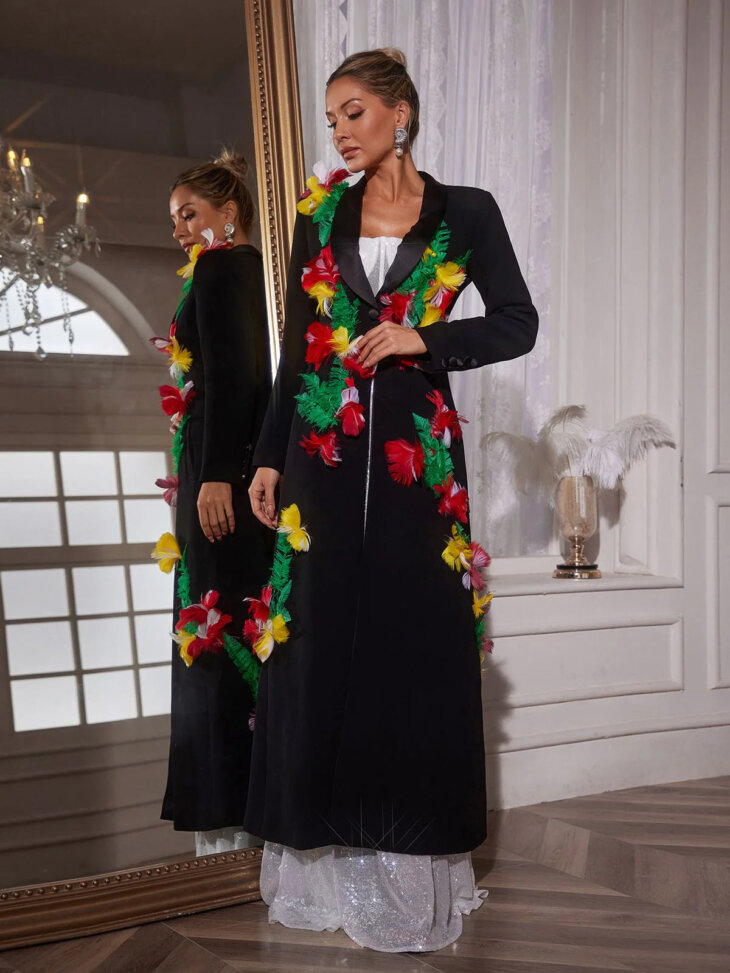 Manteau bordé de plumes Rigby – Image 4
