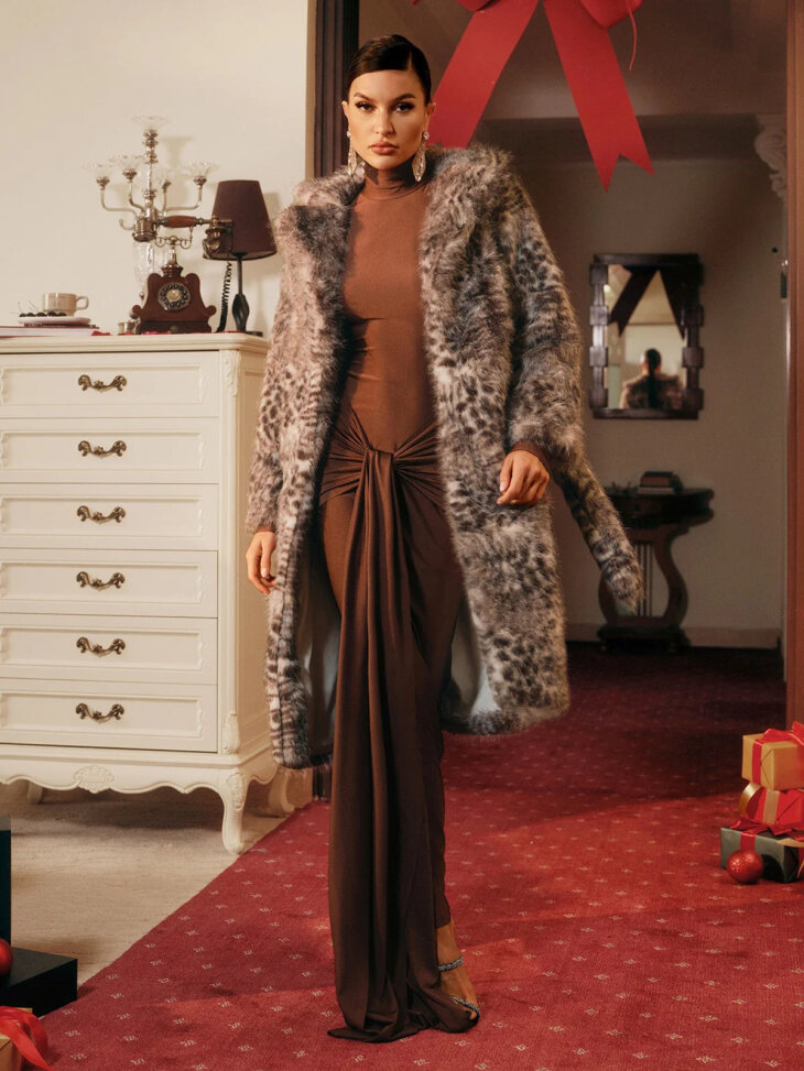 Manteau en fausse fourrure léopard Tavares – Image 6