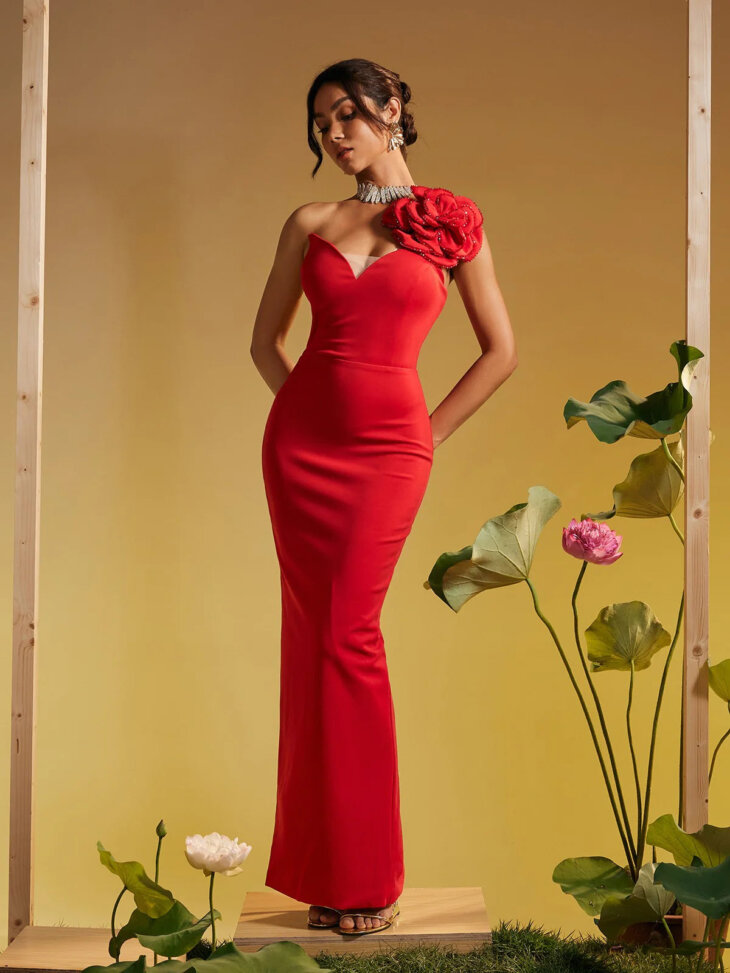 Robe longue fleurie à une épaule Sonny – Image 4