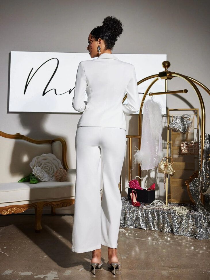 Ensemble pantalon à fleurs Cassandra en blanc – Image 2