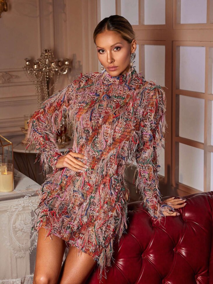 Archki - Mini-robe à franges et manches longues – Image 3
