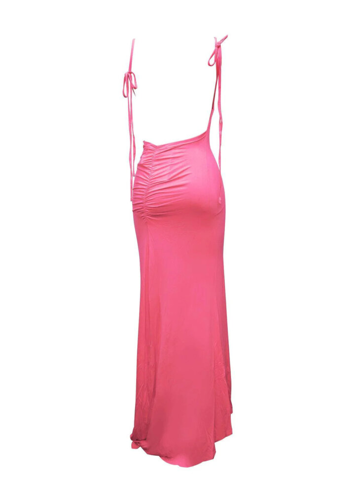 Agatha - Robe longue froncée dos nu - Rose – Image 8