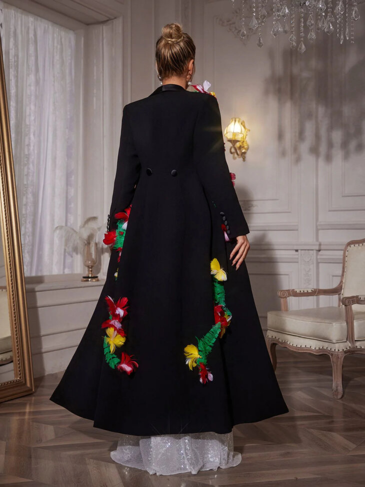Manteau bordé de plumes Rigby – Image 2