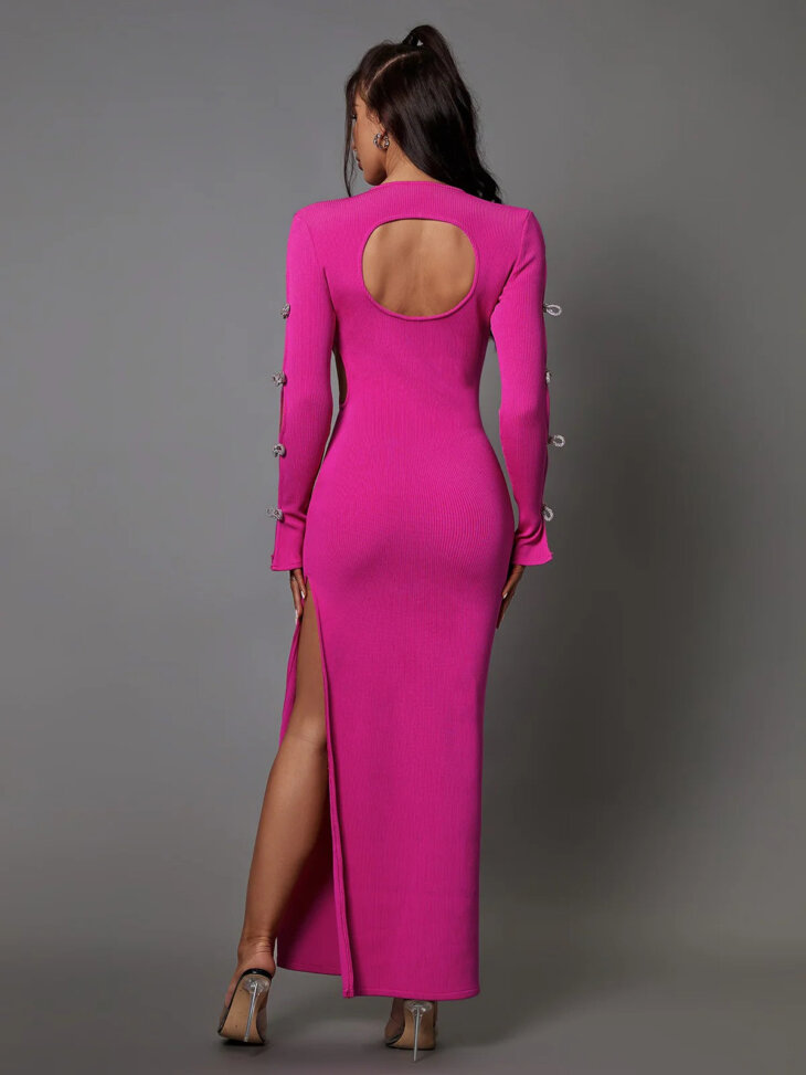 Robe bandage découpée avec nœud en cristal Calantha – Image 5