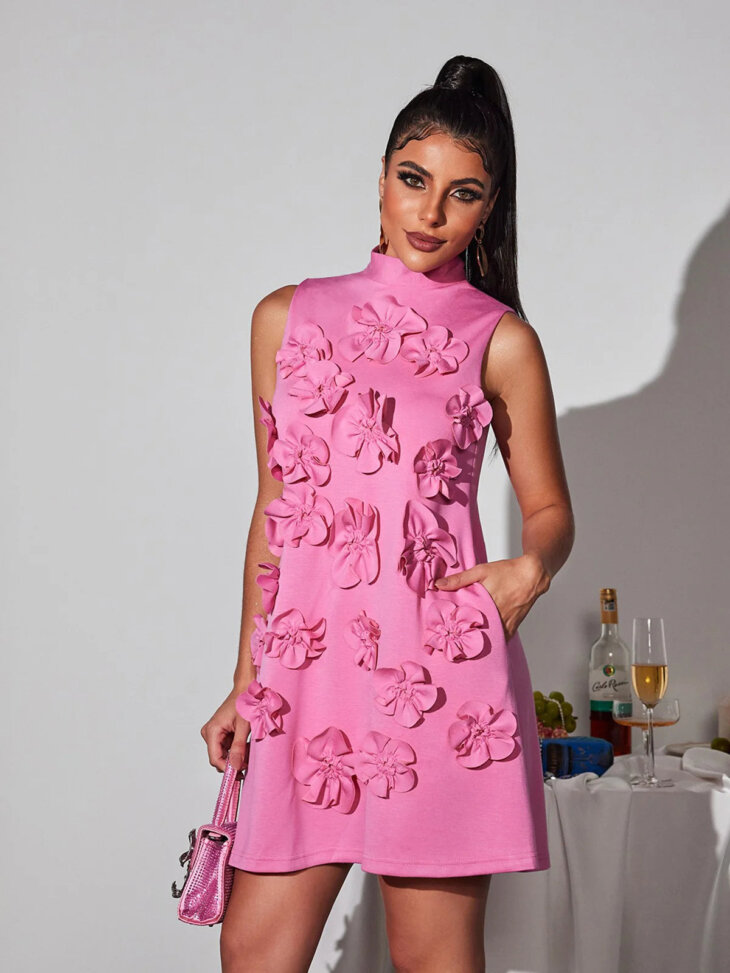 Mini-robe fleurie sans manches Liluri