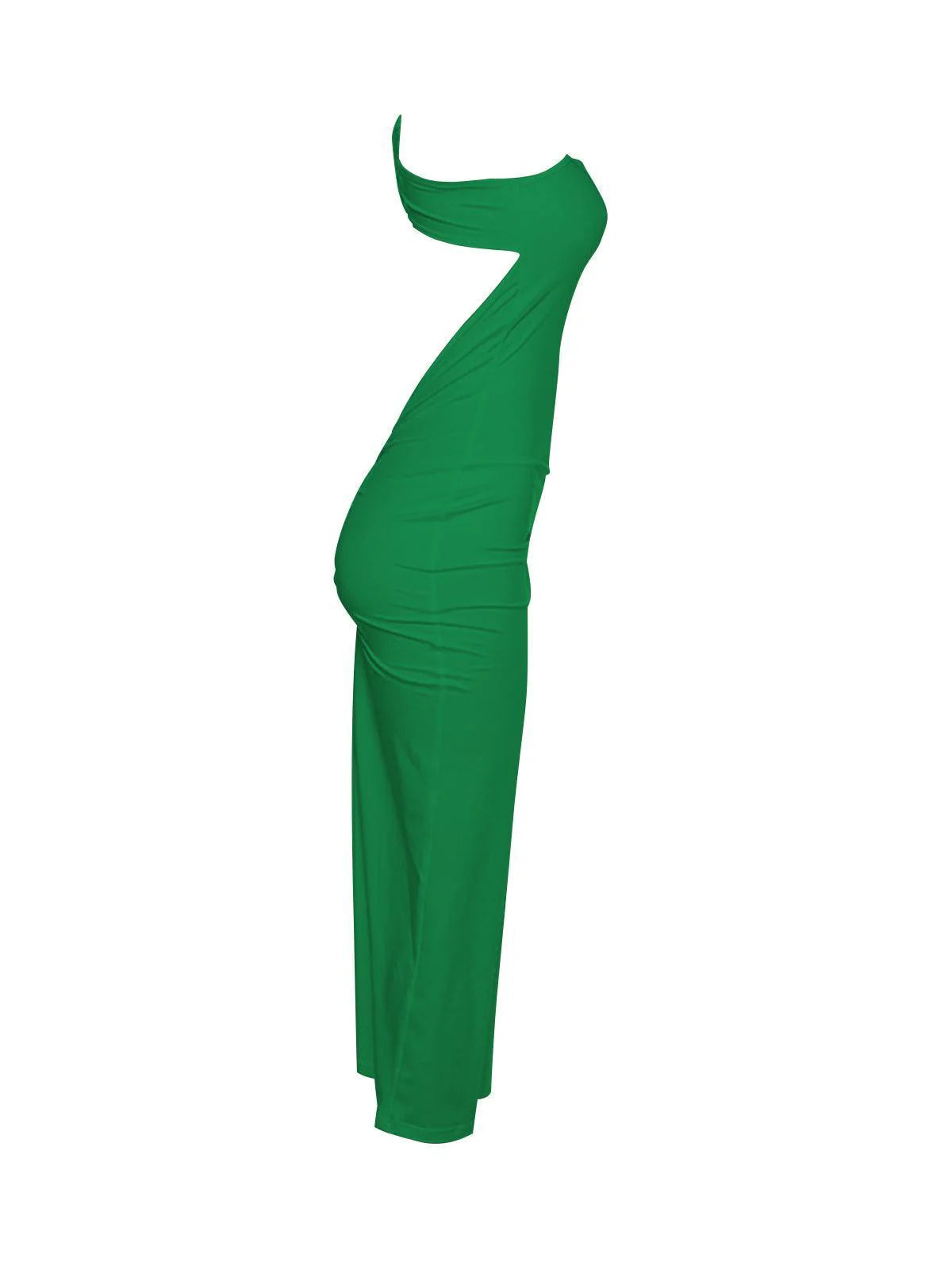 Robe longue dos nu à une épaule Emi en vert – Image 7