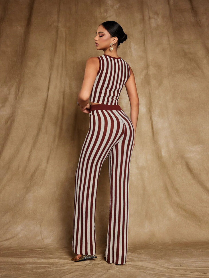 Ensemble pantalon tricoté à rayures Eurydice – Image 2