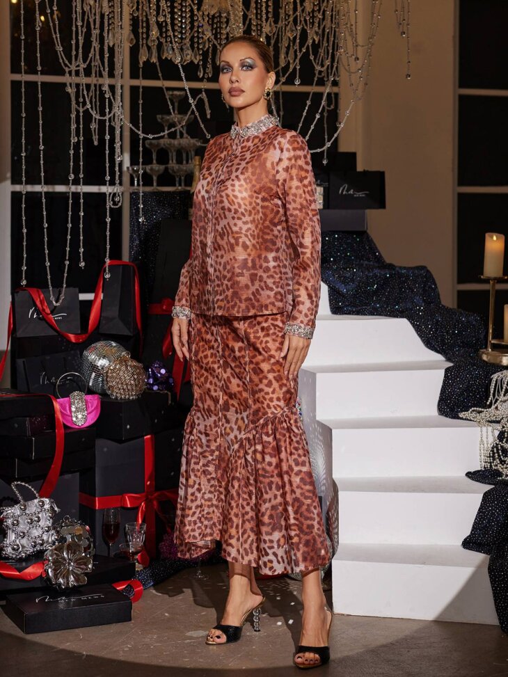 Ensemble jupe léopard strass Mollee – Image 3