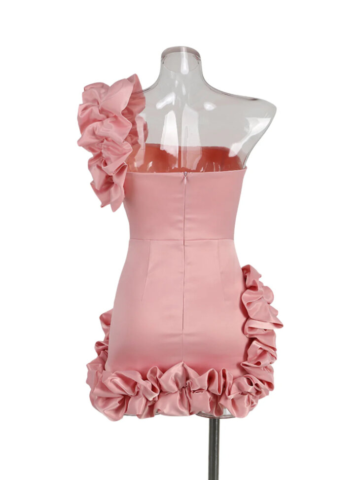 Robe en satin froncée à une épaule Ezio – Image 4