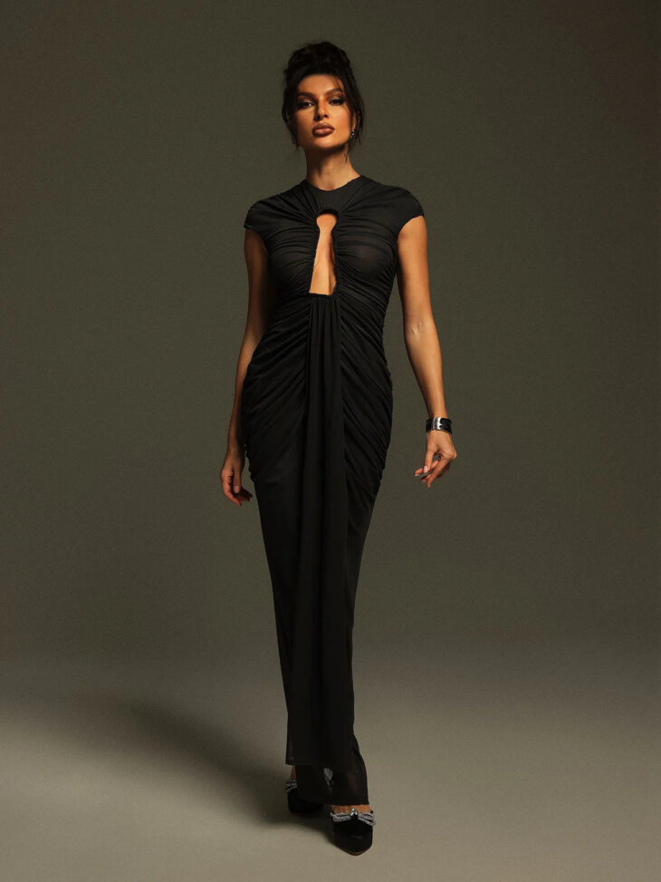 Robe longue drapée à découpes et fronces Liserre – Image 4