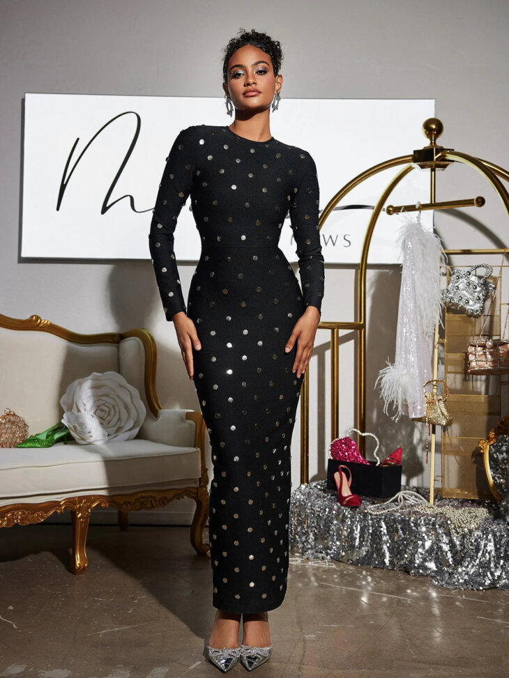 Robe longue bandage à manches longues Jabez