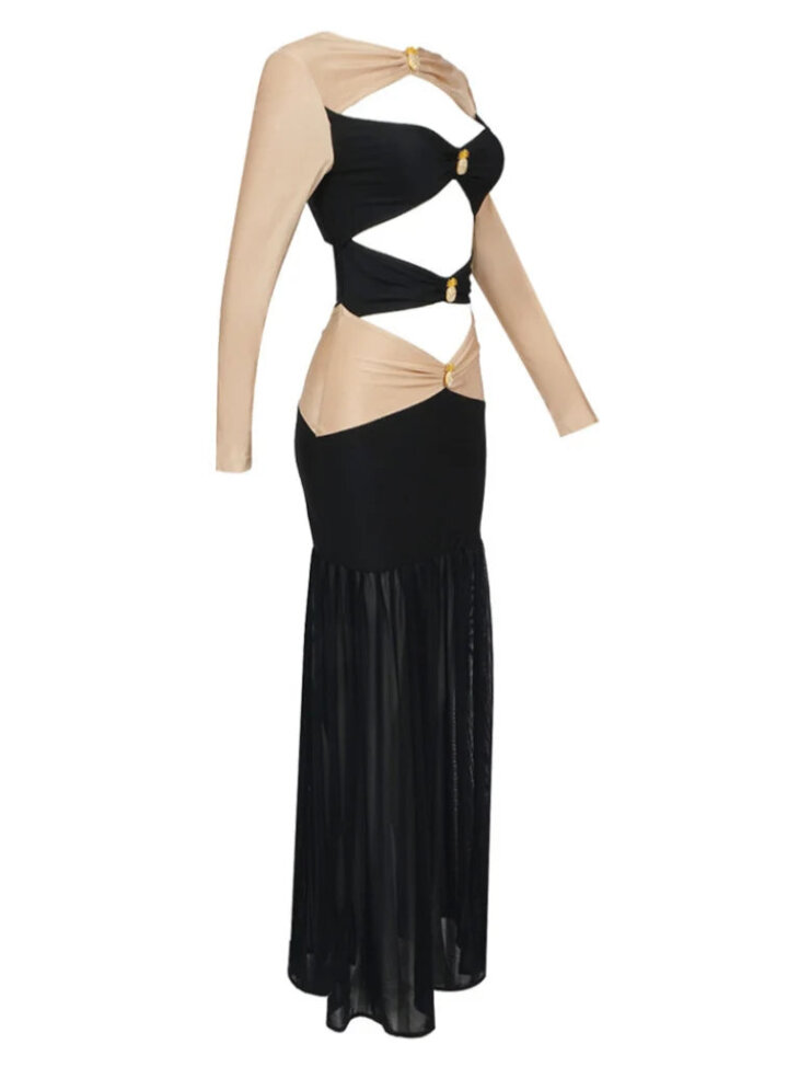Robe en satin découpée en patchwork Hedwig – Image 6