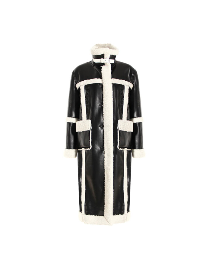 Manteau en cuir et fausse fourrure Ida Patchwork – Image 7