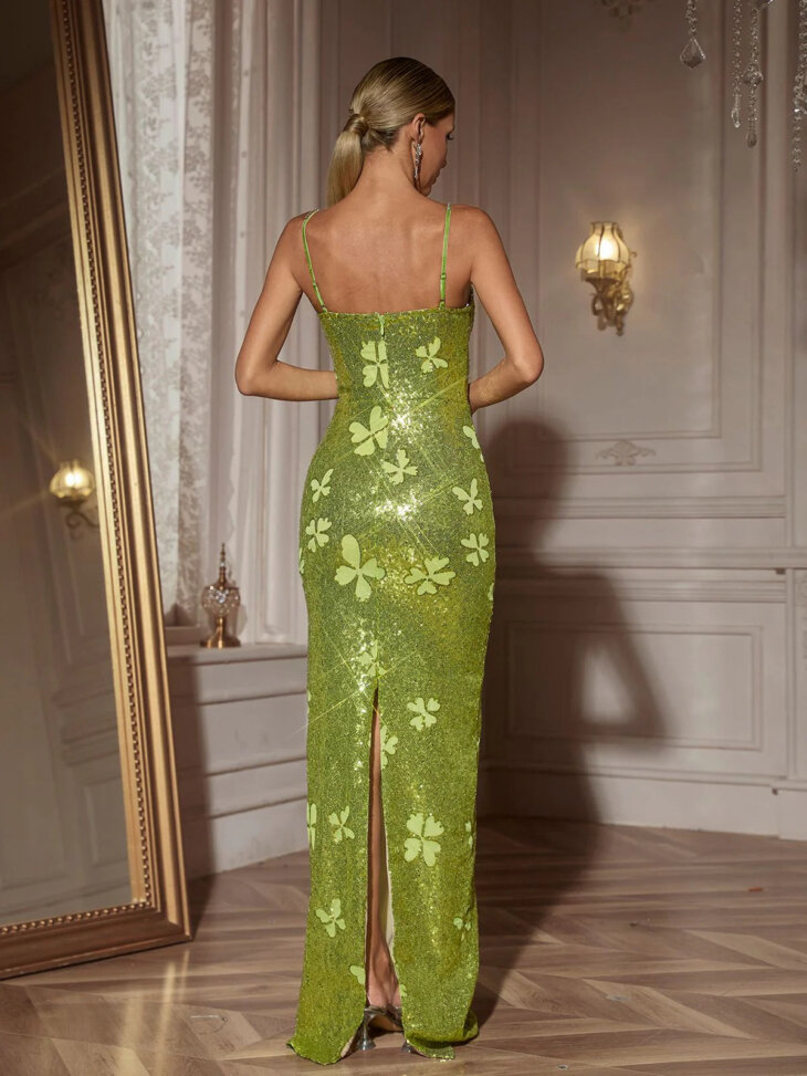 Robe longue à sequins et strass papillon Dayshaun – Image 2