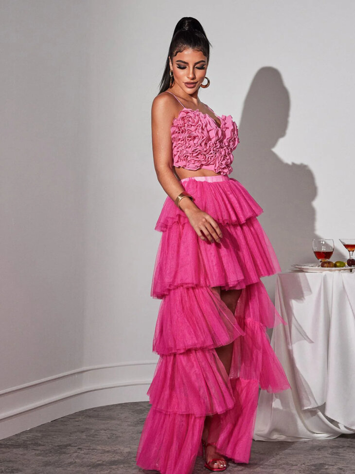 Jupe à finitions en tulle à plusieurs niveaux Loryn – Image 5