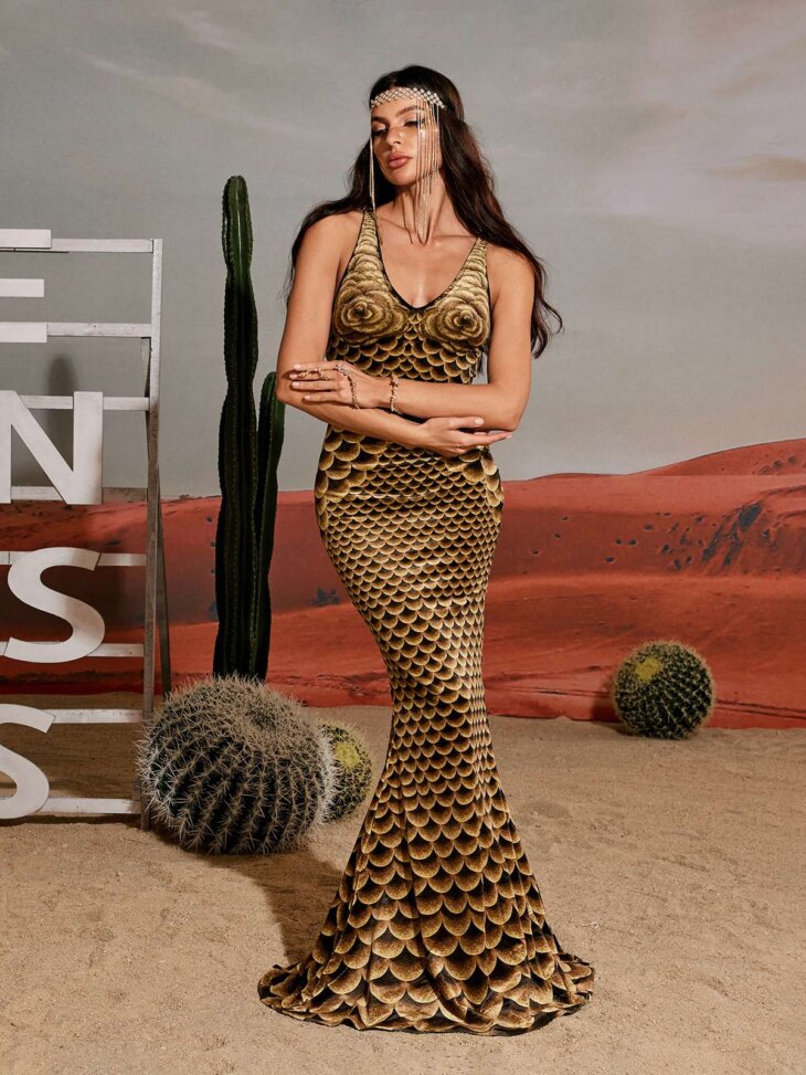 Robe longue sirène imprimée Osée – Image 2