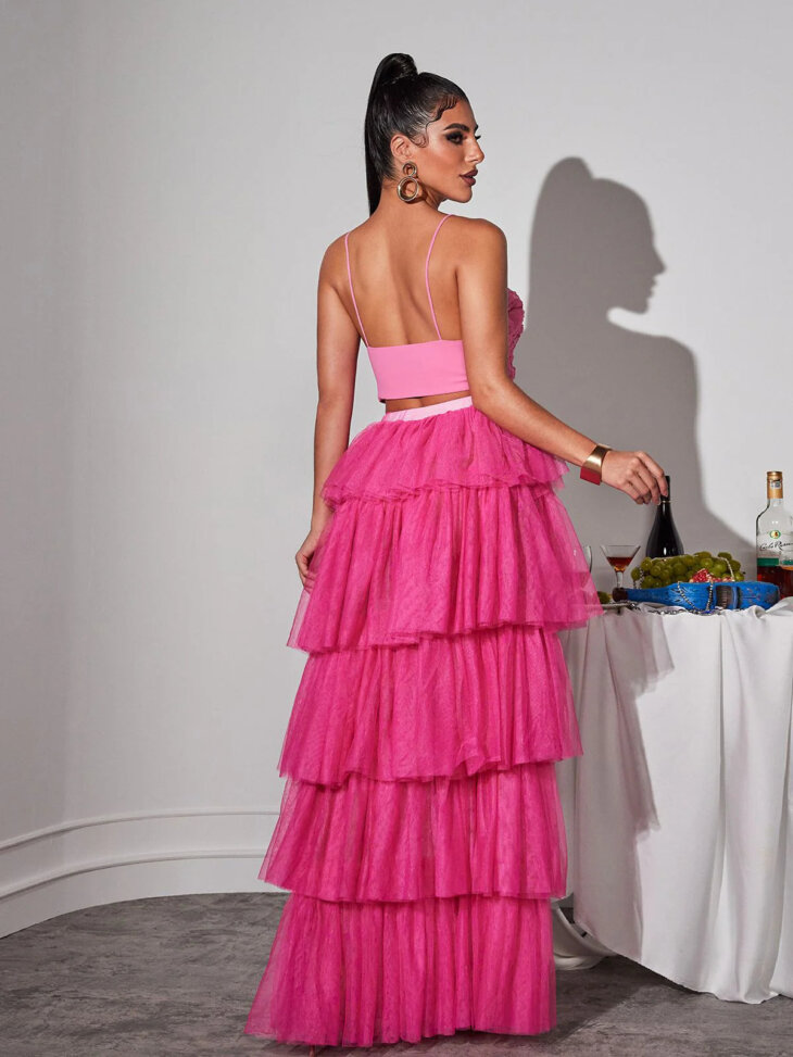 Jupe à finitions en tulle à plusieurs niveaux Loryn – Image 2