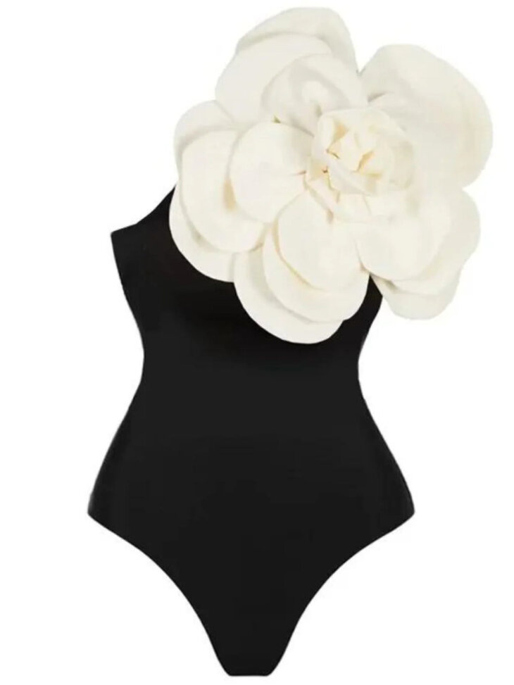 Maillot De Bain Une Pièce Aureliana Fleur En Noir – Image 7