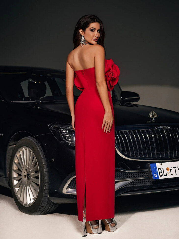 Robe longue fleurie sans bretelles Ismene – Image 3