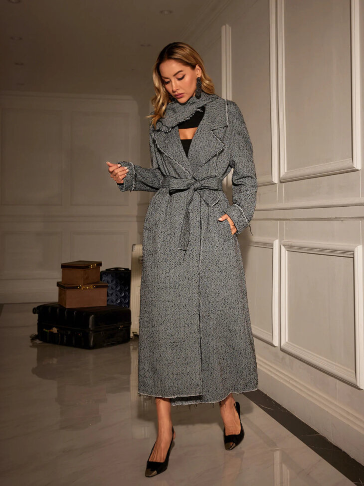 Manteau pied-de-poule à col Mikael