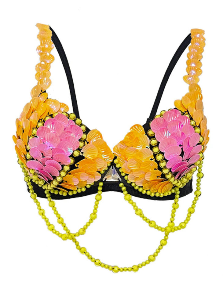 Haut court drapé en strass coquillage Leonie – Image 5