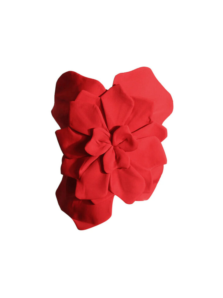 Haut fleuri sans bretelles Bayard en rouge – Image 6