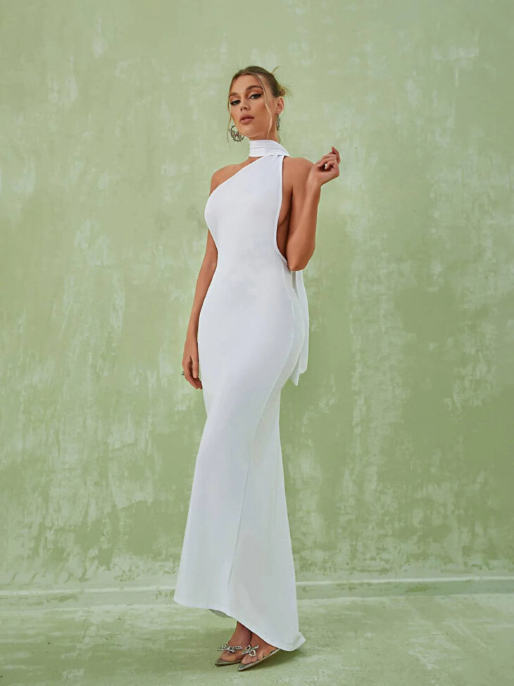 Robe longue dos nu Toula en blanc – Image 2
