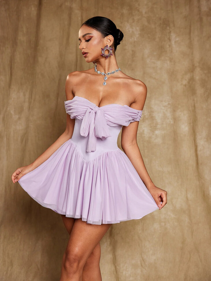 Mini-robe en maille à épaules dénudées Isidore – Image 4
