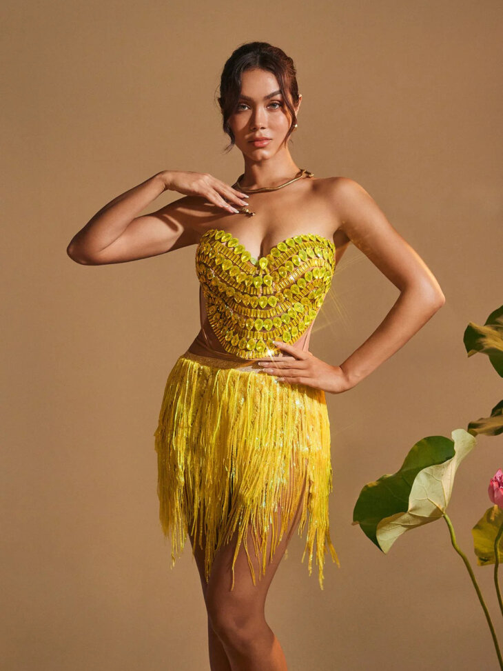 Ensemble jupe corset pailletée et strass Yvaine – Image 4