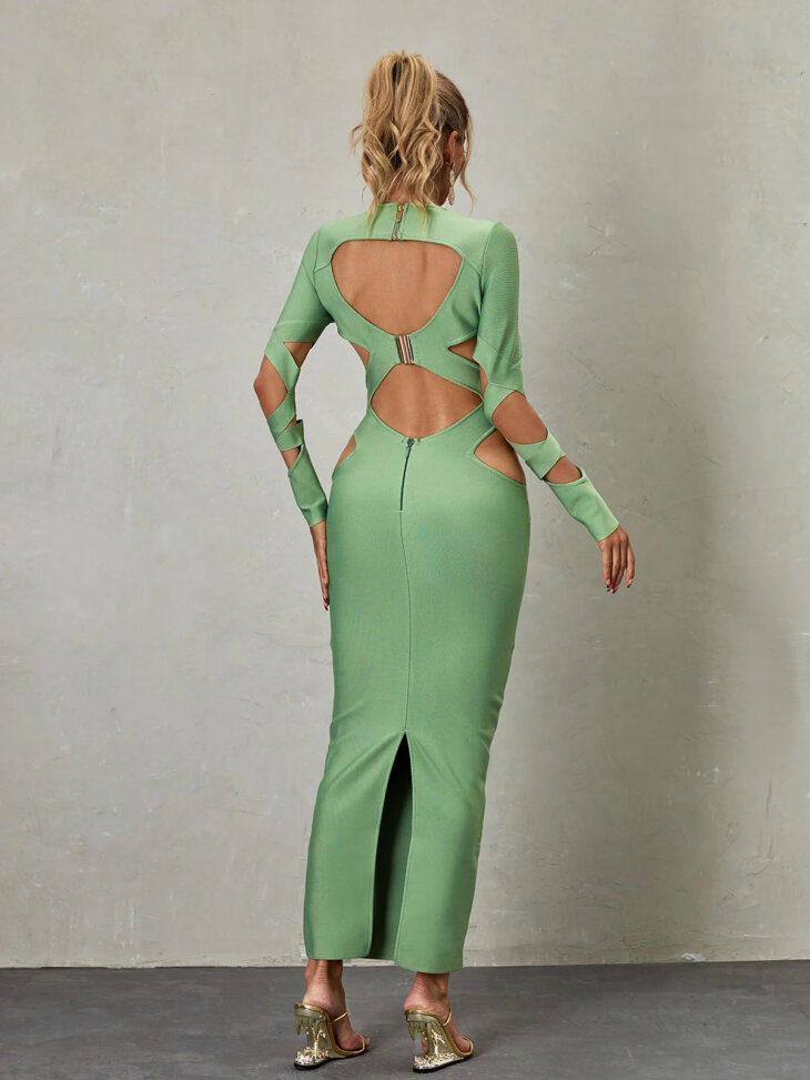 Robe bandage découpée à manches longues Brinly – Image 5
