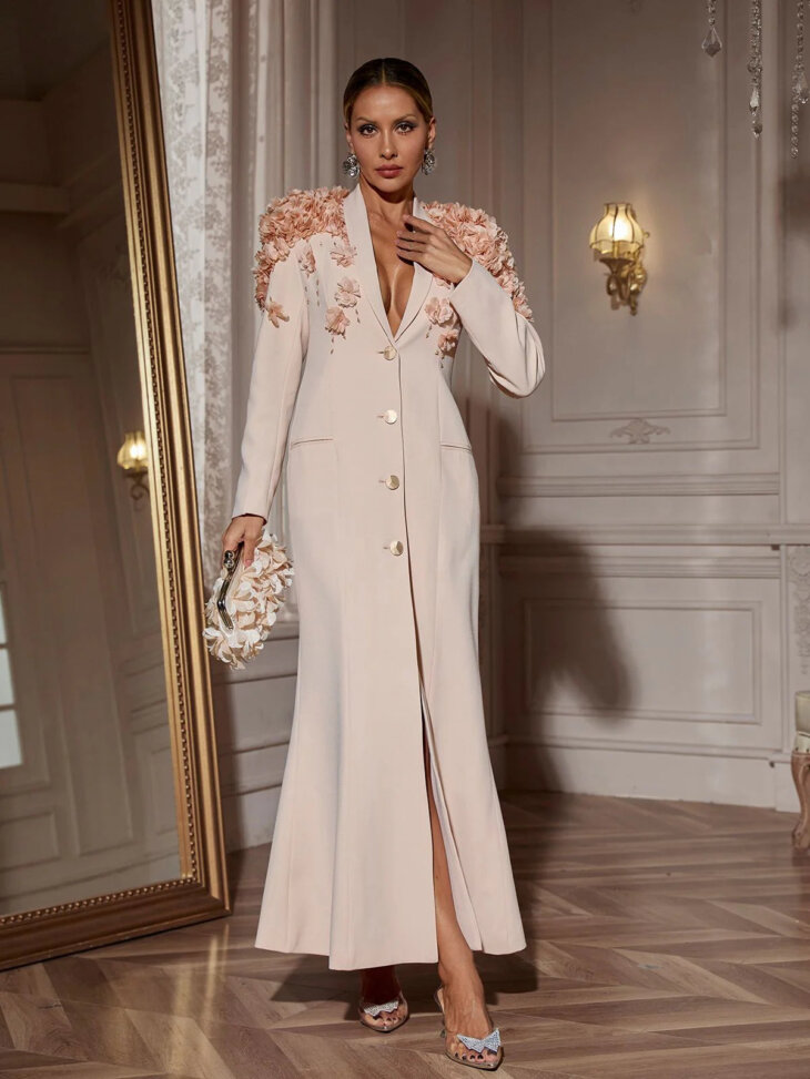 Robe longue fleurie à manches longues Berton